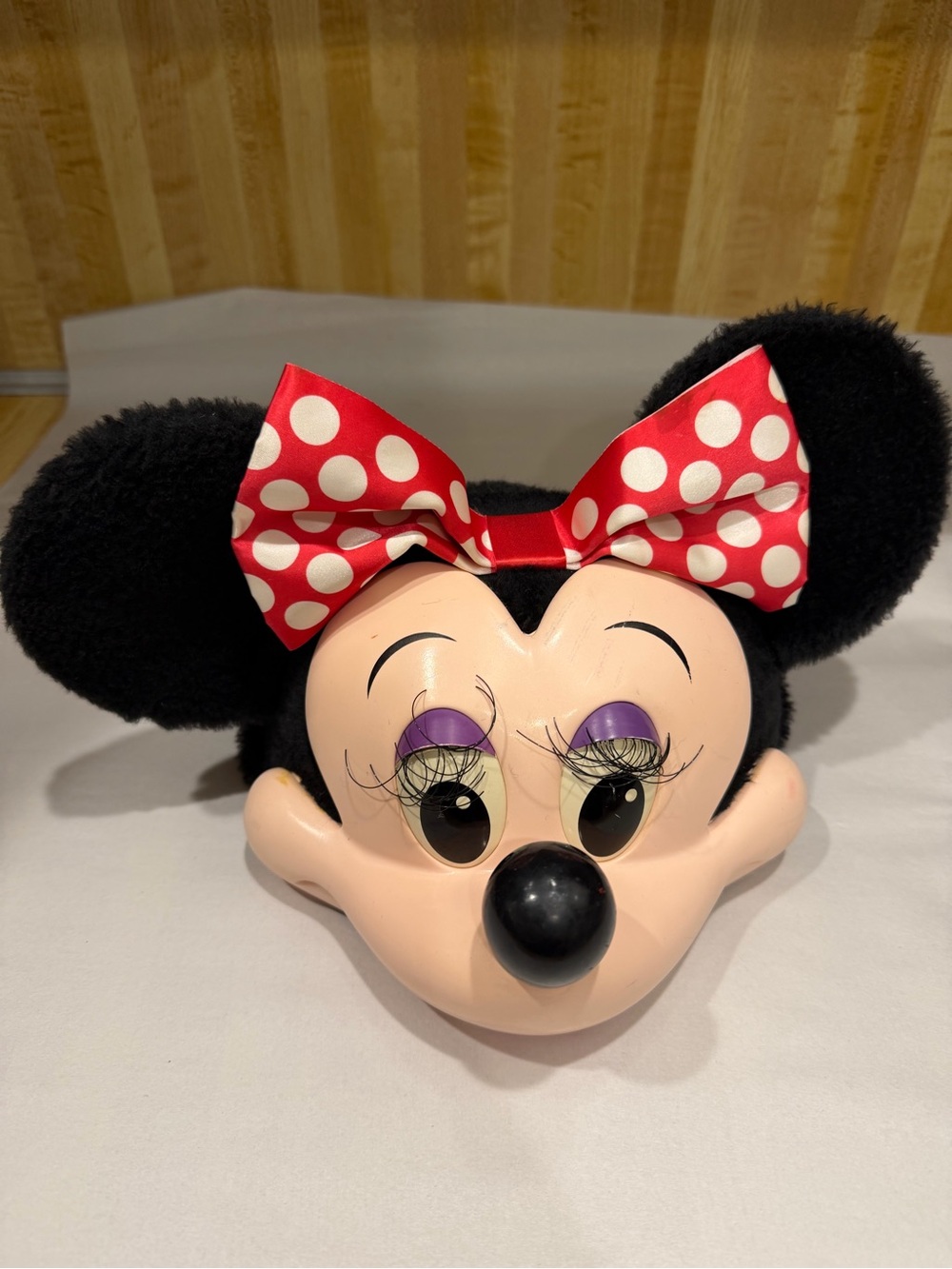 VTG Minnie Mouse Adjustable Hat 3D Ears / 3D Molded Face Disney World Snapback